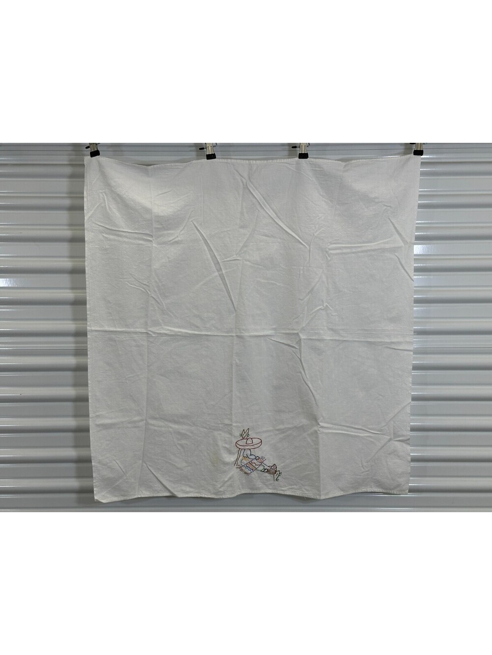 Vintage Tea Towel Hand Stitched Mexican Themed Motif Sombrero Siesta 33.5"x33.5"